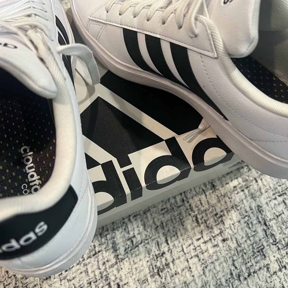 Adidas Women’s White and Black Cloudfoam Sneakers